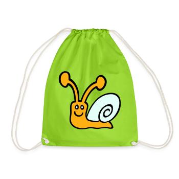 Snail Shell Cute Cute Happy Cool - Drawstring Bag - neon green - Front