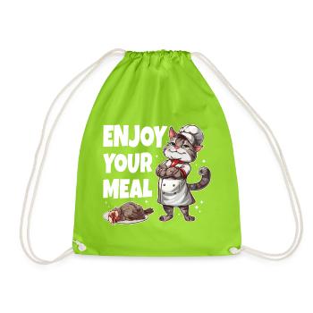Kiss the Cat Cook funny - Drawstring Bag - neon green - Front