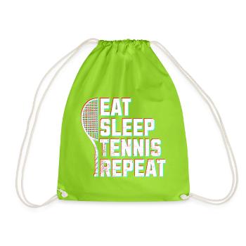 Tennis Eat sleep tennis glitch effect - Drawstring Bag - neon green - Front