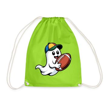 Fantôme avec ballon de football et casquette - Sac de sport léger - vert néon - Devant