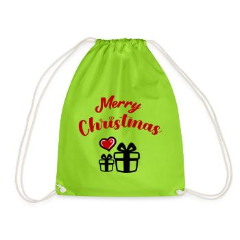 Merry Christmas - Turnbeutel - Neongrün - Vorne