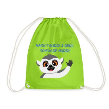 Lemur Grüßt Muddi Liebevoll - Turnbeutel - Neongrün - Vorne