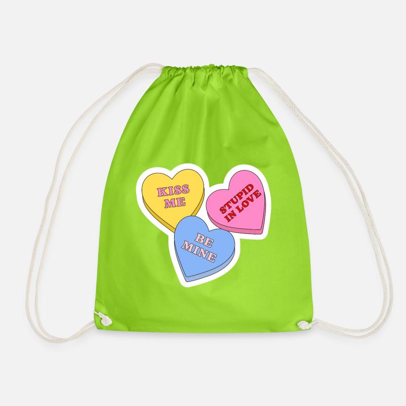 Candy-Hearts-Design - Turnbeutel - Neongrün