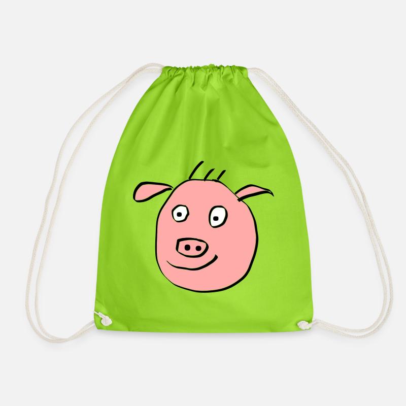 Nettes Schweine Gesicht - Turnbeutel - Neongrün