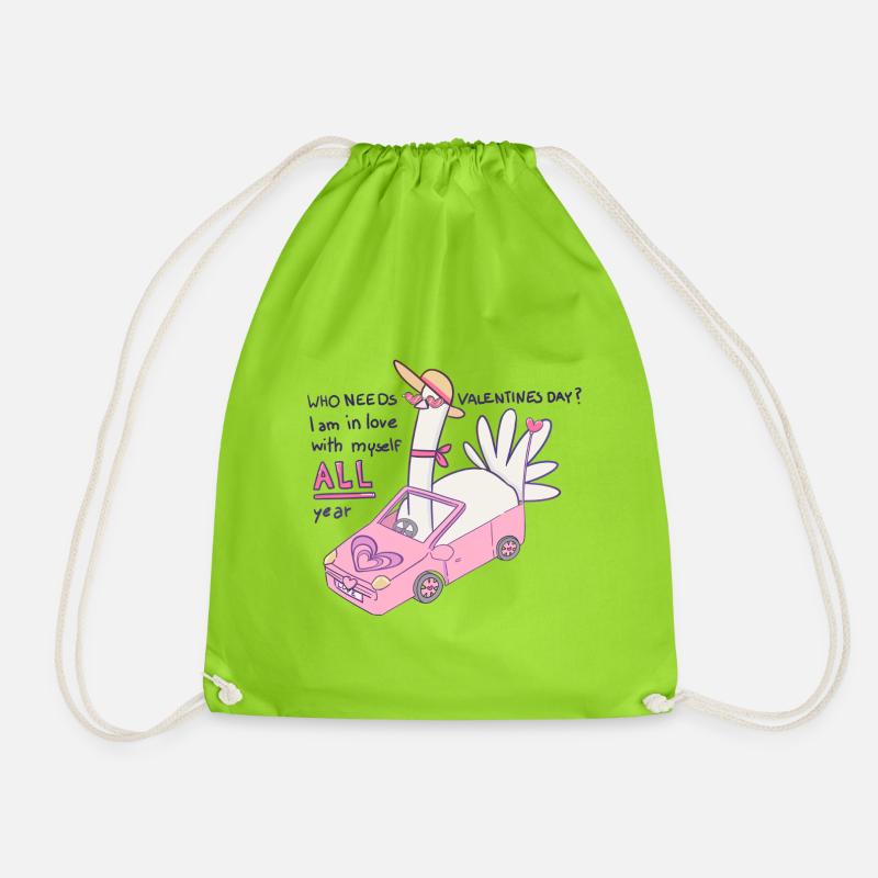 Who needs valentines day? - Drawstring Bag - neon green