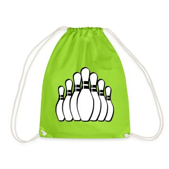 Kegeln Bowling Pins Kegel - Turnbeutel - Neongrün - Vorne