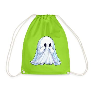 Cuddly Ghost with Blue Shimmer - Drawstring Bag - neon green - Front