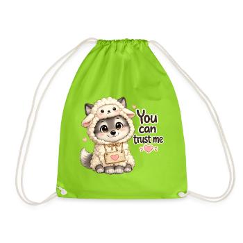 Petit chiot loup mignon déguisé en mouton - Sac de sport léger - vert néon - Devant