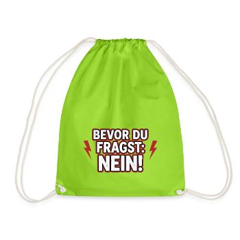 Before You Ask No Statement Morning Grouches - Drawstring Bag - neon green - Front
