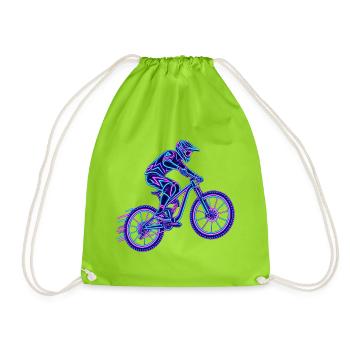 Mountainbike – Downhill-Biker im Neon-Look - Turnbeutel - Neongrün - Vorne