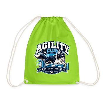 Agility Hund Club Sprung über Hürde - Turnbeutel - Neongrün - Vorne