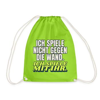 Padel - nicht gegen die Wand, mit ihr - Turnbeutel - Neongrün - Vorne