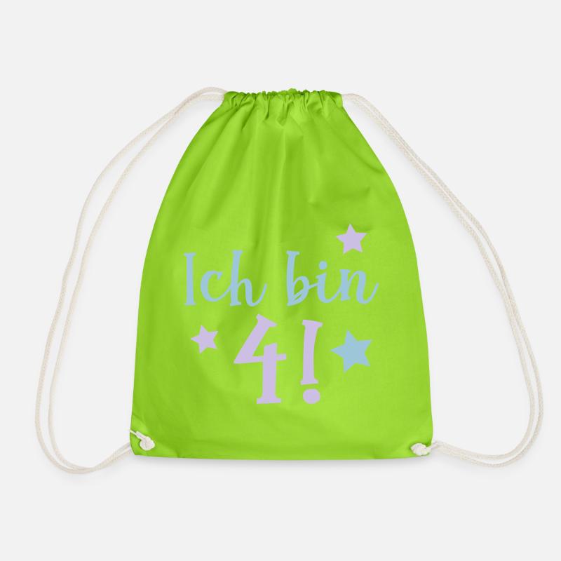 ich bin 4! - Turnbeutel - Neongrün