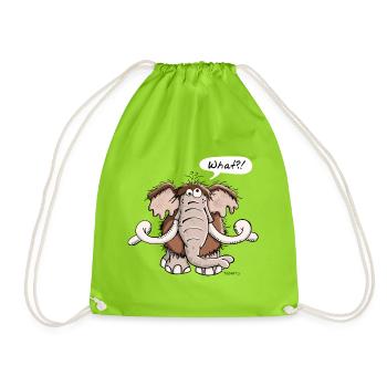 Großes Mammut - Elefant - Elfenbein - Tier - Tiere - Turnbeutel - Neongrün - Vorne