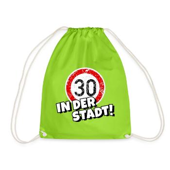 Tempo 30 in der Stadt - Turnbeutel - Neongrün - Vorne