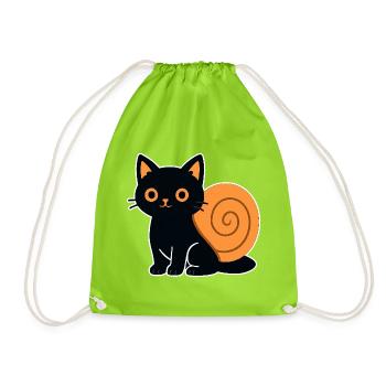Katzensilhouette in Orange - Turnbeutel - Neongrün - Vorne
