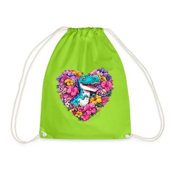 Cœur de Fleur de Dino - Sac de sport léger - vert néon - Devant
