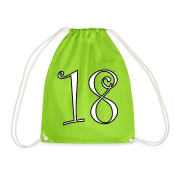 18. 18 ANS. 18e ANNIVERSAIRE. ANNIVERSAIRE 18 ANS. - Sac de sport léger - vert néon - Devant