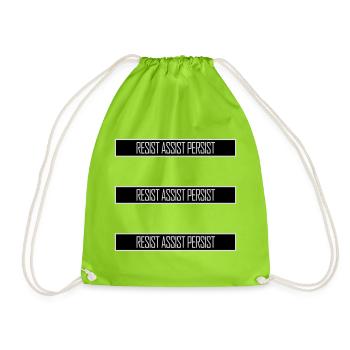 Resist Assist Persist Activism Motivation Logo - Drawstring Bag - neon green - Front