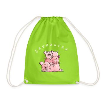Little Booze I Fun Shirt Pigs Animals - Drawstring Bag - neon green - Front