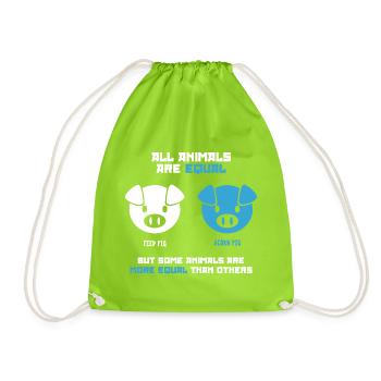 Feed Pig, Acorn Pig (dark) - Drawstring Bag - neon green - Front