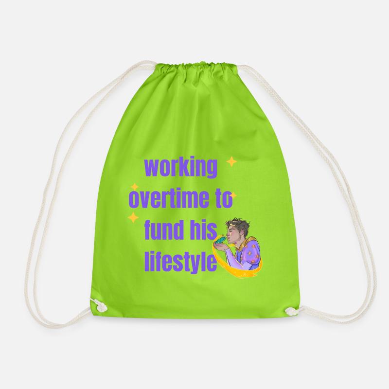 my bfs taste aint cheap - Drawstring Bag - neon green