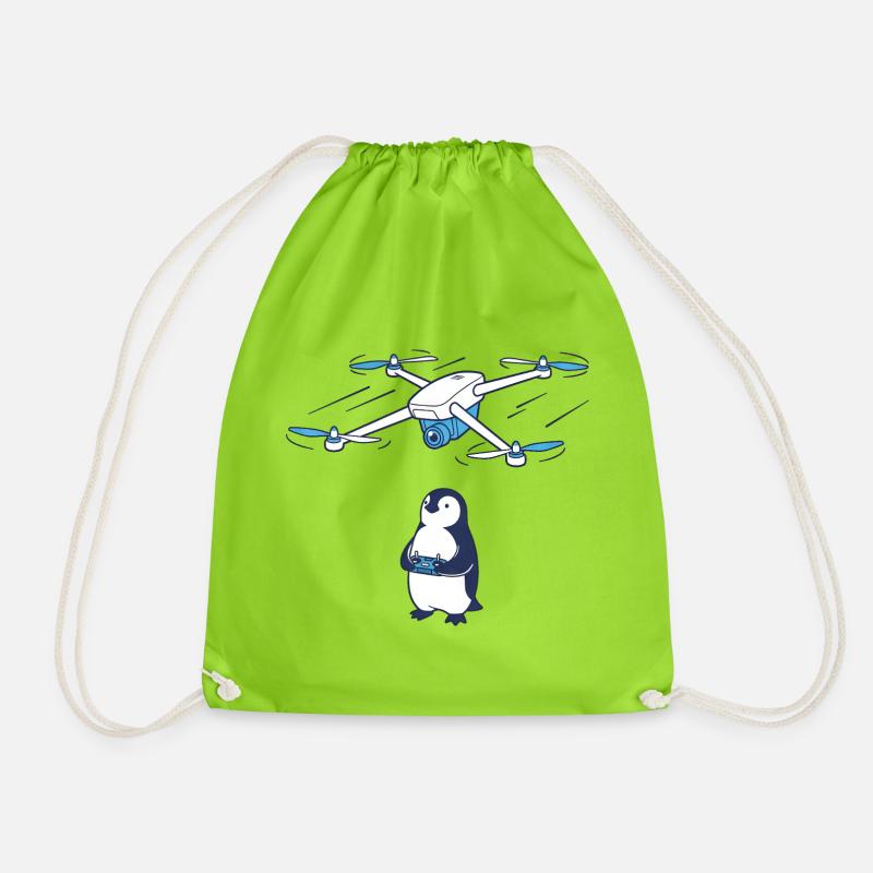 Drohne und Pinguin - Turnbeutel - Neongrün