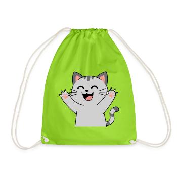 Pattes de chat heureuses Santé (griffes pointues) - Sac de sport léger - vert néon - Devant