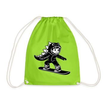 Snowboard Dragon Boy - Turnbeutel - Neongrün - Vorne