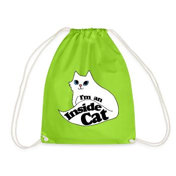 Inside Cat Cartoon Slogan Tee - Turnbeutel - Neongrün - Vorne