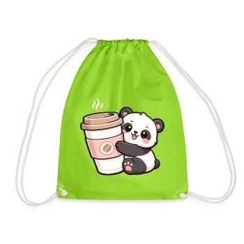 KaffeePanda Cuddly Hero - Drawstring Bag - neon green - Front