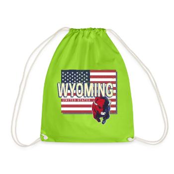 Wyoming United States Retro Map USA - Drawstring Bag - neon green - Front