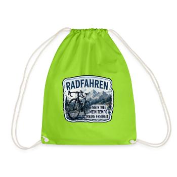 Radfahren – Meine Freiheit - Turnbeutel - Neongrün - Vorne