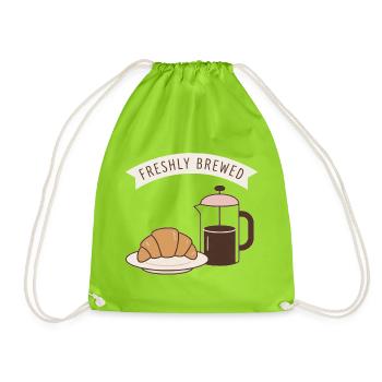 Frühstücksduft Kaffee Croissant - Turnbeutel - Neongrün - Vorne