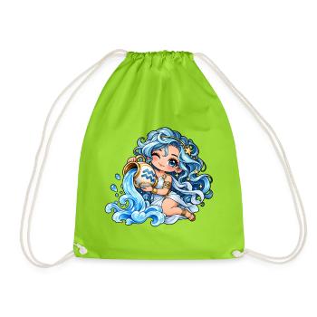Wassermann Sternzeichen Frauen Kawaii - Turnbeutel - Neongrün - Vorne