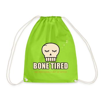 Sleeping Skull Bone müde – Halloween-müde - Turnbeutel - Neongrün - Vorne