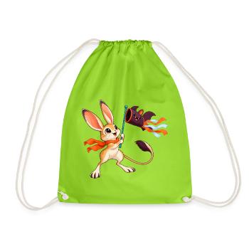 Hase mit Drachenbanner - Turnbeutel - Neongrün - Vorne