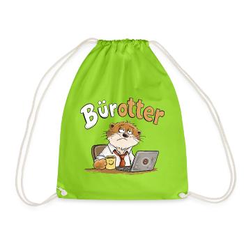 Bürotter Otter Büro Humor Kaffee Arbeit Montag - Turnbeutel - Neongrün - Vorne