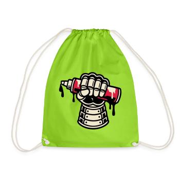 Samurai Ruestung Graffiti Icon - Turnbeutel - Neongrün - Vorne