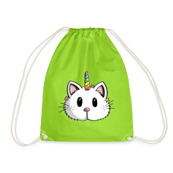 Drôle de chat licorne arc-en-ciel de Kawaii - Caticorn - Sac de sport léger - vert néon - Devant
