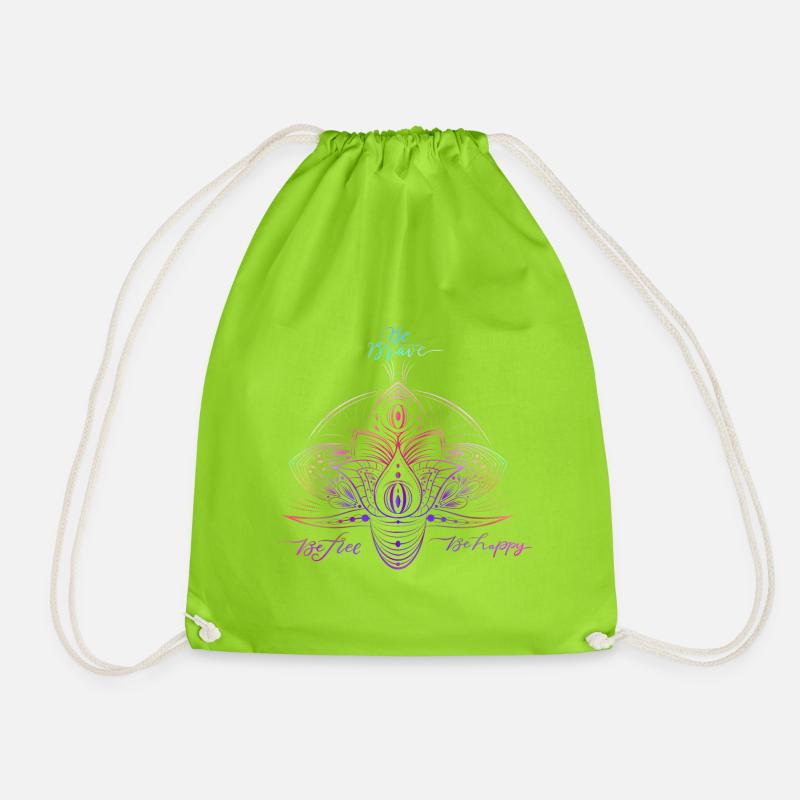 Buntes Sparkle Mandala Muster - Turnbeutel - Neongrün