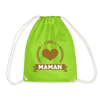 Maman d'Amour - Mother's Day - Drawstring Bag - neon green - Front
