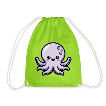 Cute Cartoon Octopus - Drawstring Bag - neon green - Front