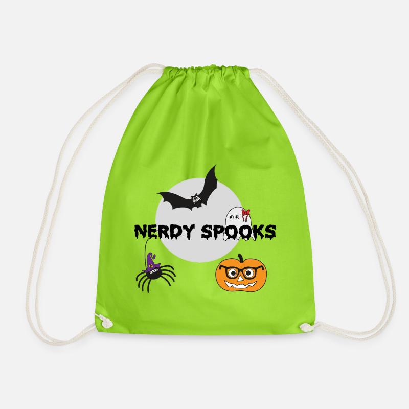 Nerdy Spooks - Drawstring Bag - neon green