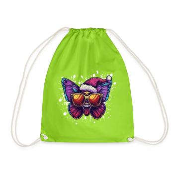 Butterfly Christmas Funny - Drawstring Bag - neon green - Front
