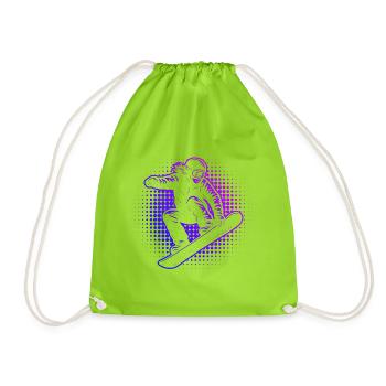 Neon Snowboarder Retro Vaporwave - Sac de sport léger - vert néon - Devant