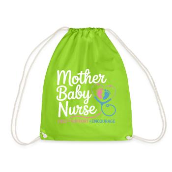 Emblème Mère-Bébé Infirmière - Sac de sport léger - vert néon - Devant