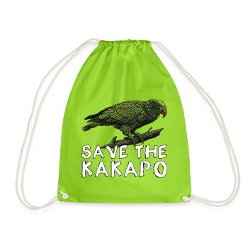 Save The Kakapo New Zealand - Drawstring Bag - neon green - Front