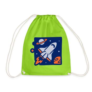 Illustration de la fusée spatiale - Sac de sport léger - vert néon - Devant