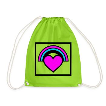 Graphique de cadre en forme de cœur arc-en-ciel - Sac de sport léger - vert néon - Devant